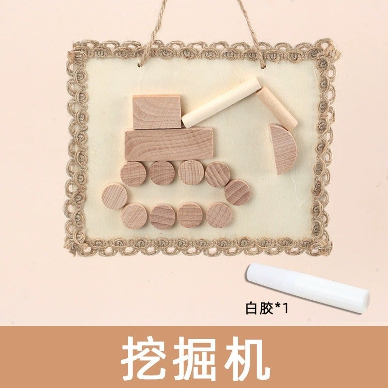 Children'S Puzzle Handmade Tree Branch Picture Frame Painting Children'S Creative Natural Wood Chip Diy Semi-Finished Material Bag - Image 1